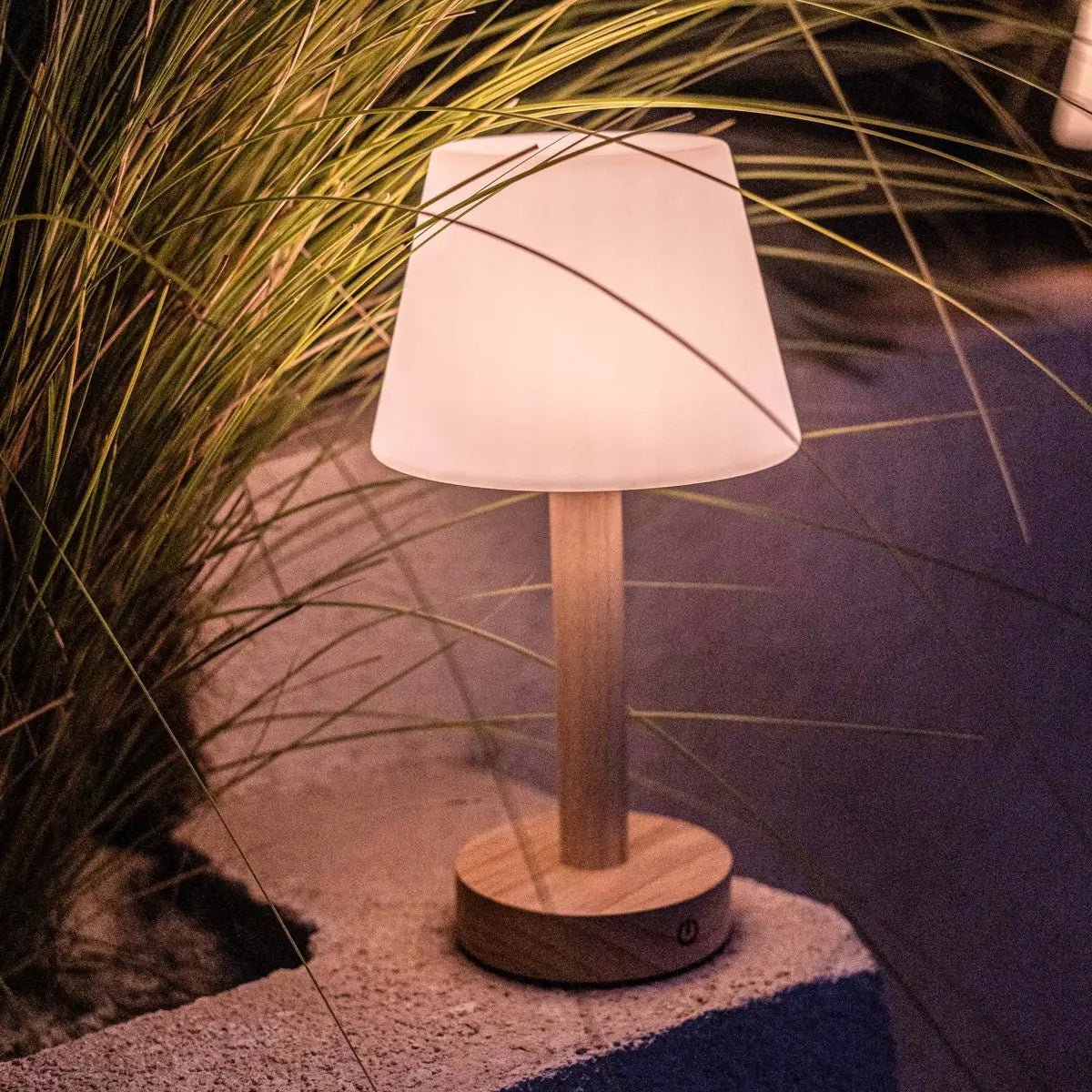 Tafellamp hout 15x28 cm dimbaar USB-C oplaadbaar