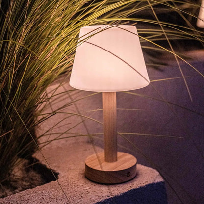 Tafellamp hout 15x28 cm dimbaar USB-C oplaadbaar