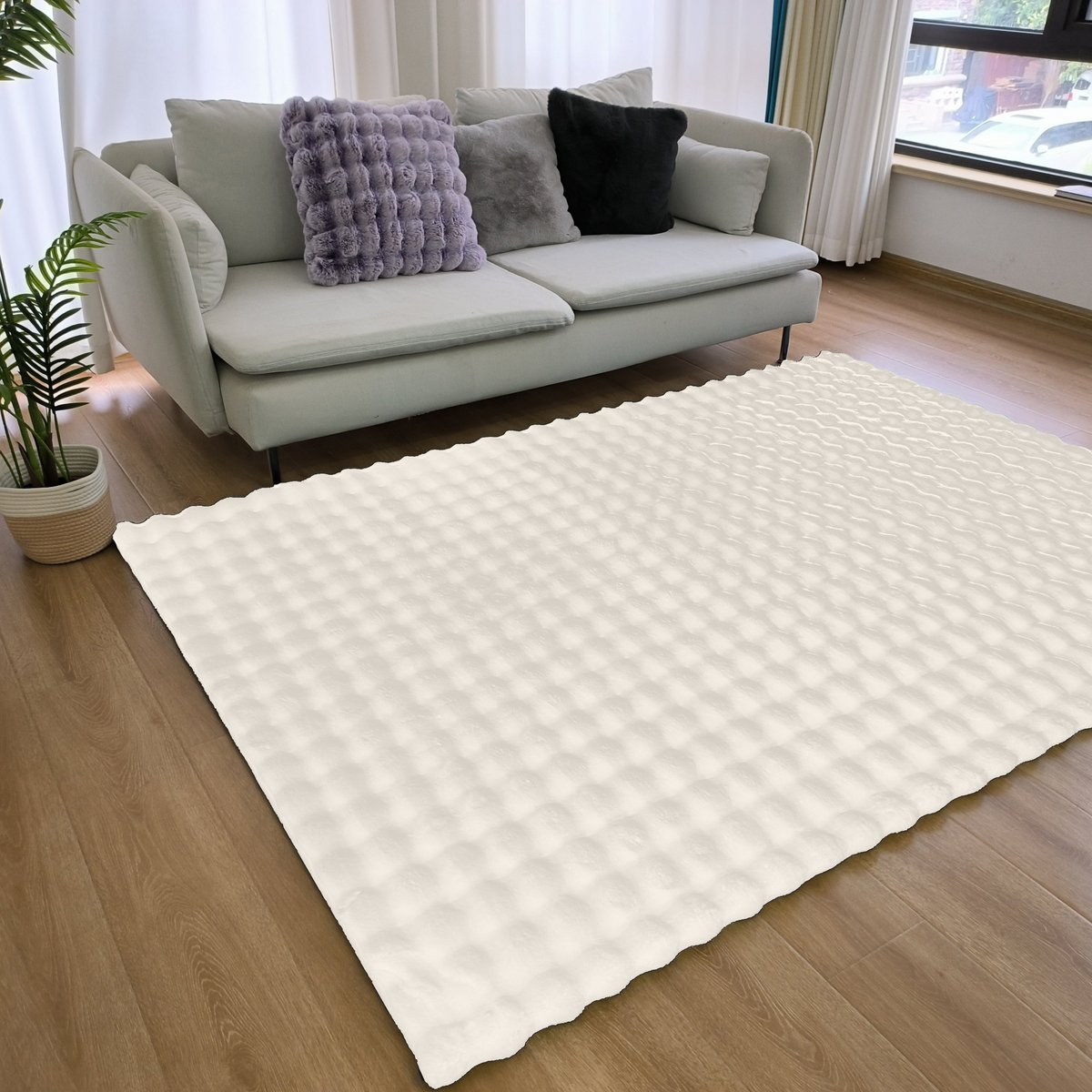 Vloerkleed 80x300 cm creme hoogpolig faux fur