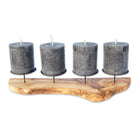 4 Advent candle holders - rustic olive wood