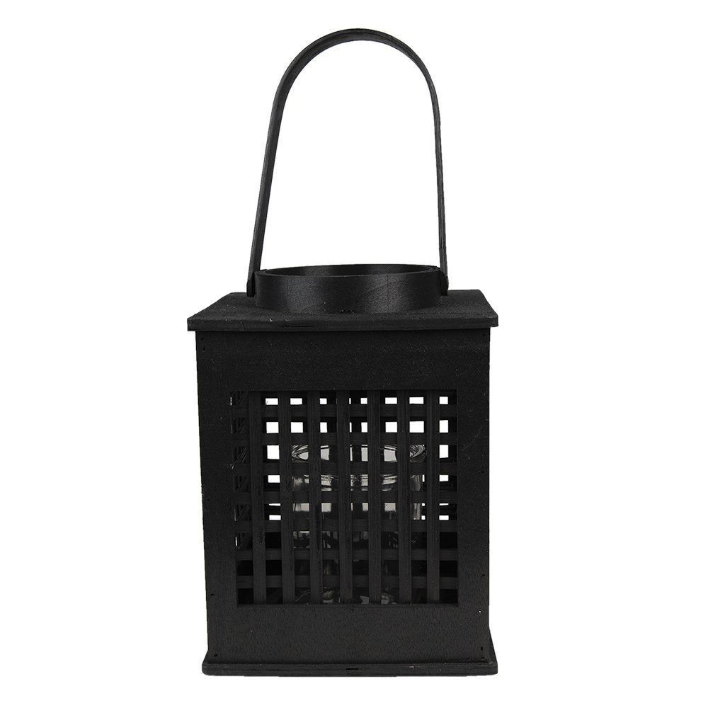 Lantern 19x19x25 cm Black Bamboo Candle Holder