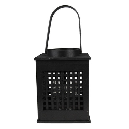 Lantern 19x19x25 cm Black Bamboo Candle Holder