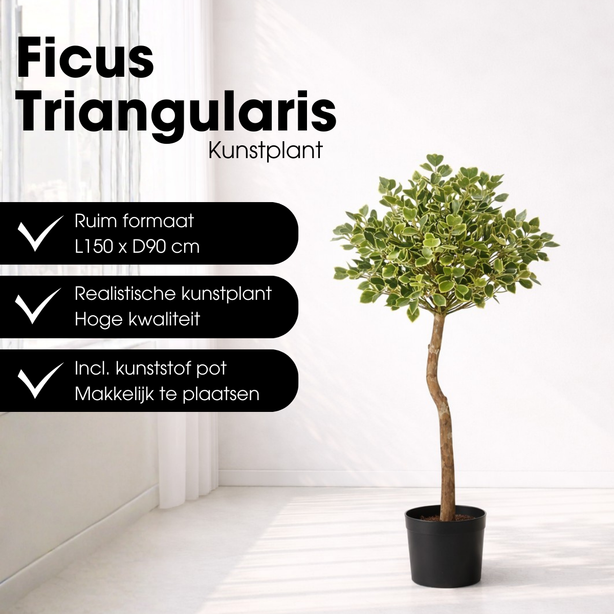 Kunstplant Ficus Triangularis 150 cm groen