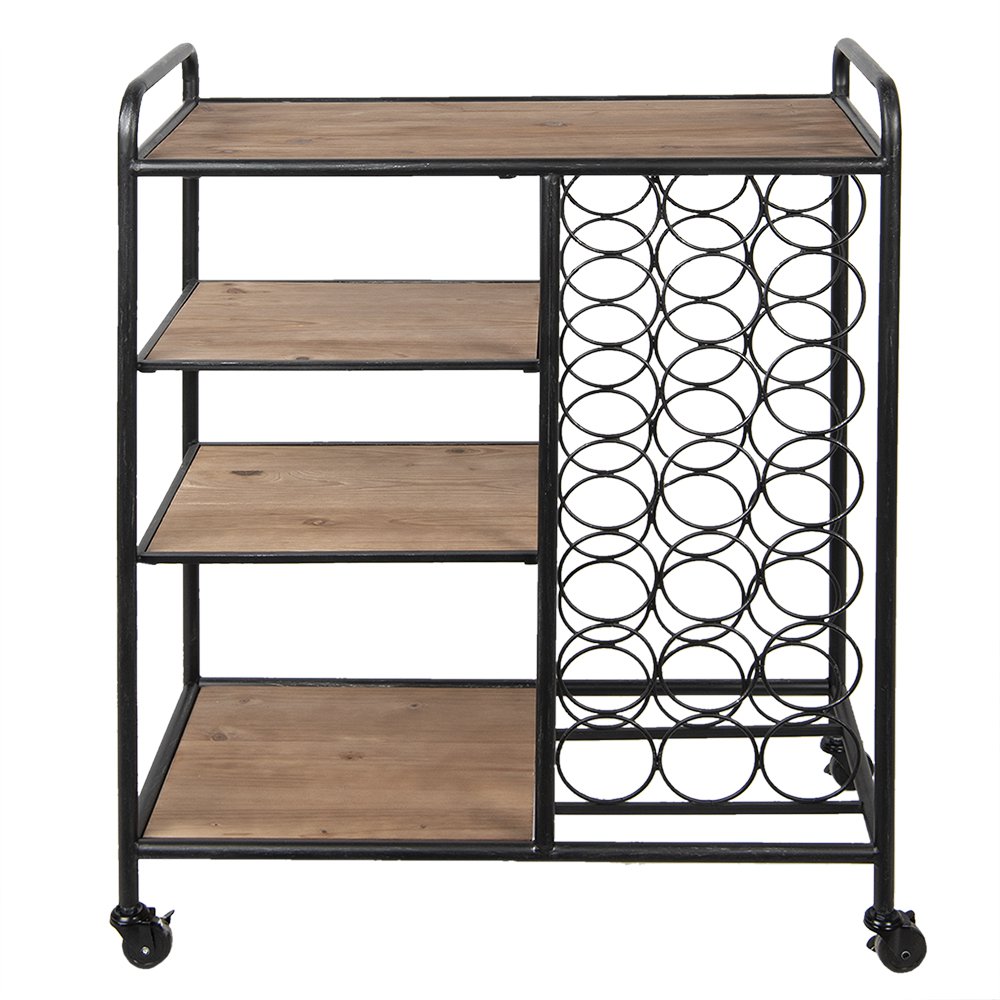 Wijnrek met opbergruimte 76x37x89 cm metaal hout