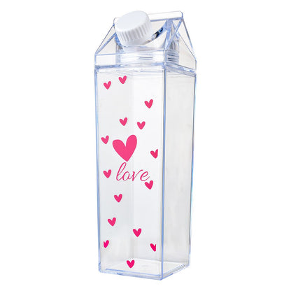 Water Bottle 500 ml Transparent Plastic Hearts
