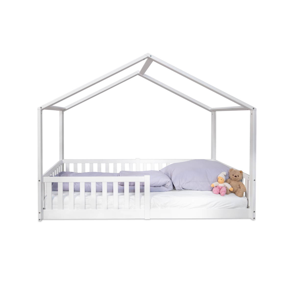 Tissi® floor bed / house bed Enno 90x200 cm Beech White incl. Opt. Roof