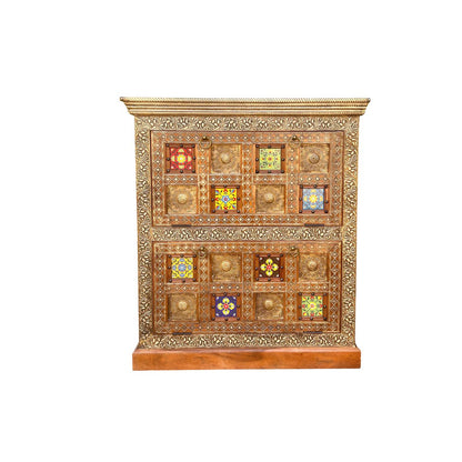 Schoenenkast 83x94x40 cm acacia metaal kleurrijk