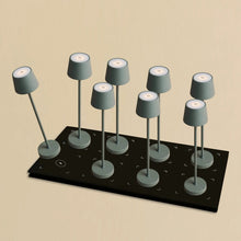 Tafellampen set 8x grijs draadloos oplaadbaar met laadstation