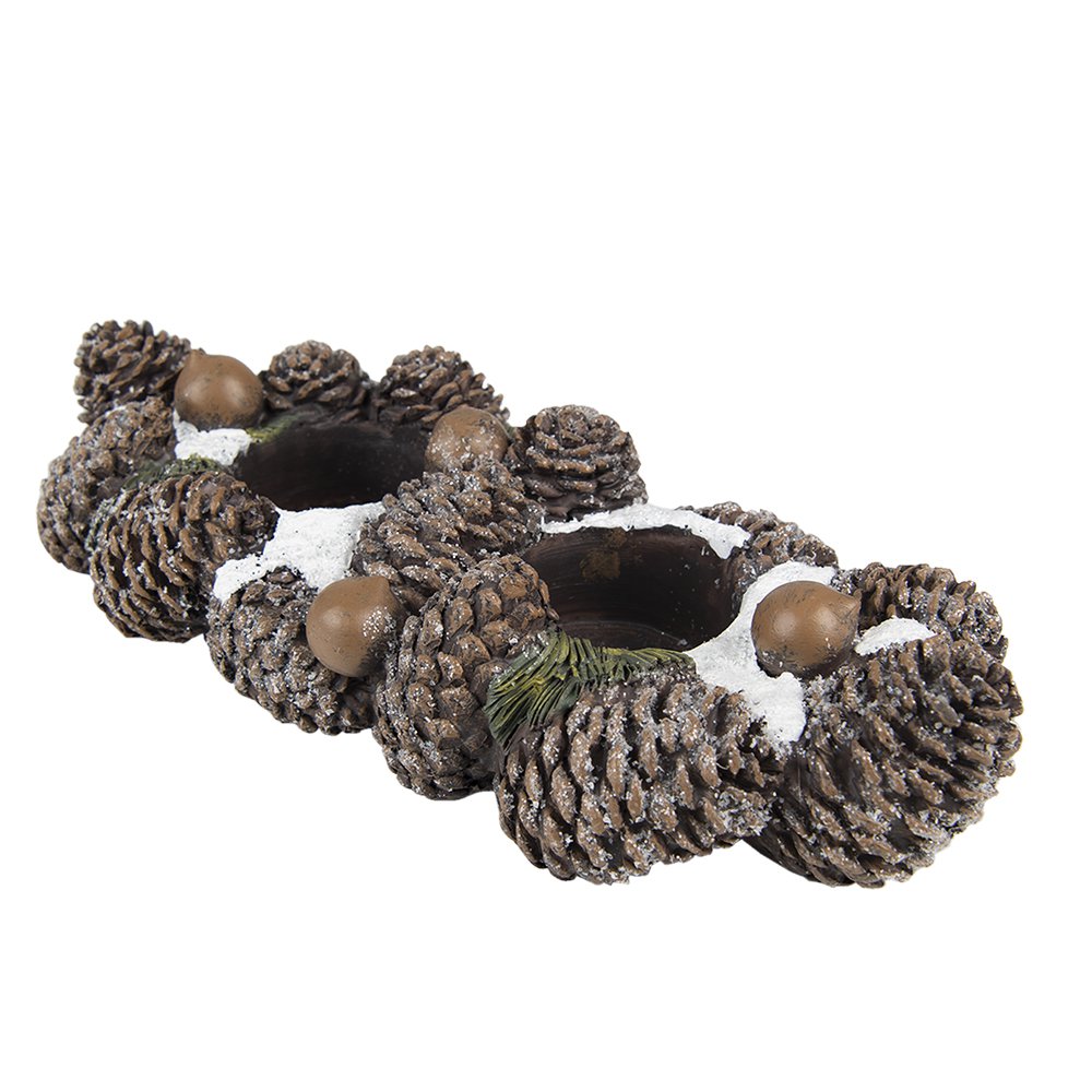 Tealight holder 27 cm Brown Polyresin Pinecones Tealight holder