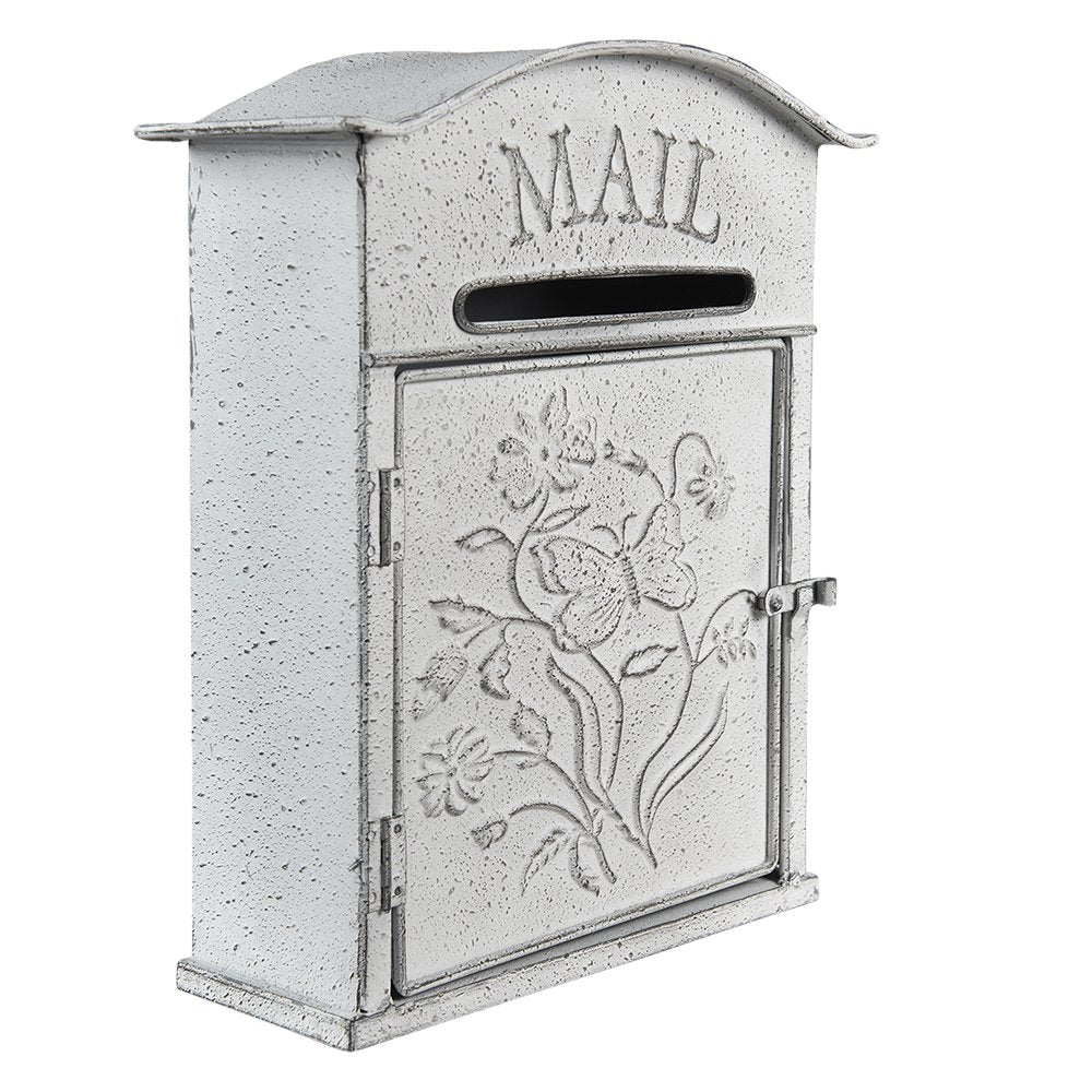 Brievenbus 26x10x31 cm metaal grijs wit
