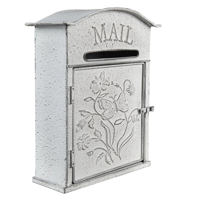 Brievenbus 26x10x31 cm metaal grijs wit