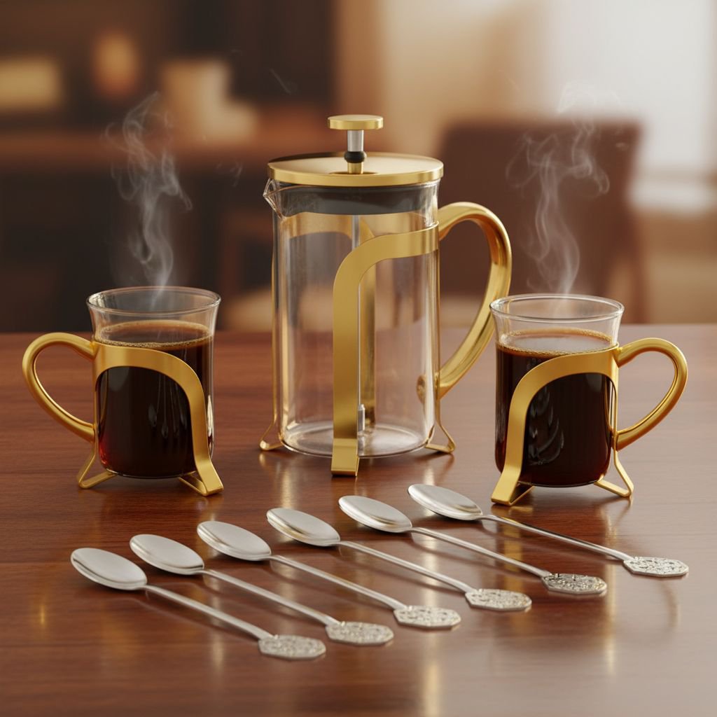 Glazen koffiebekers 200 ml set van 2 goud