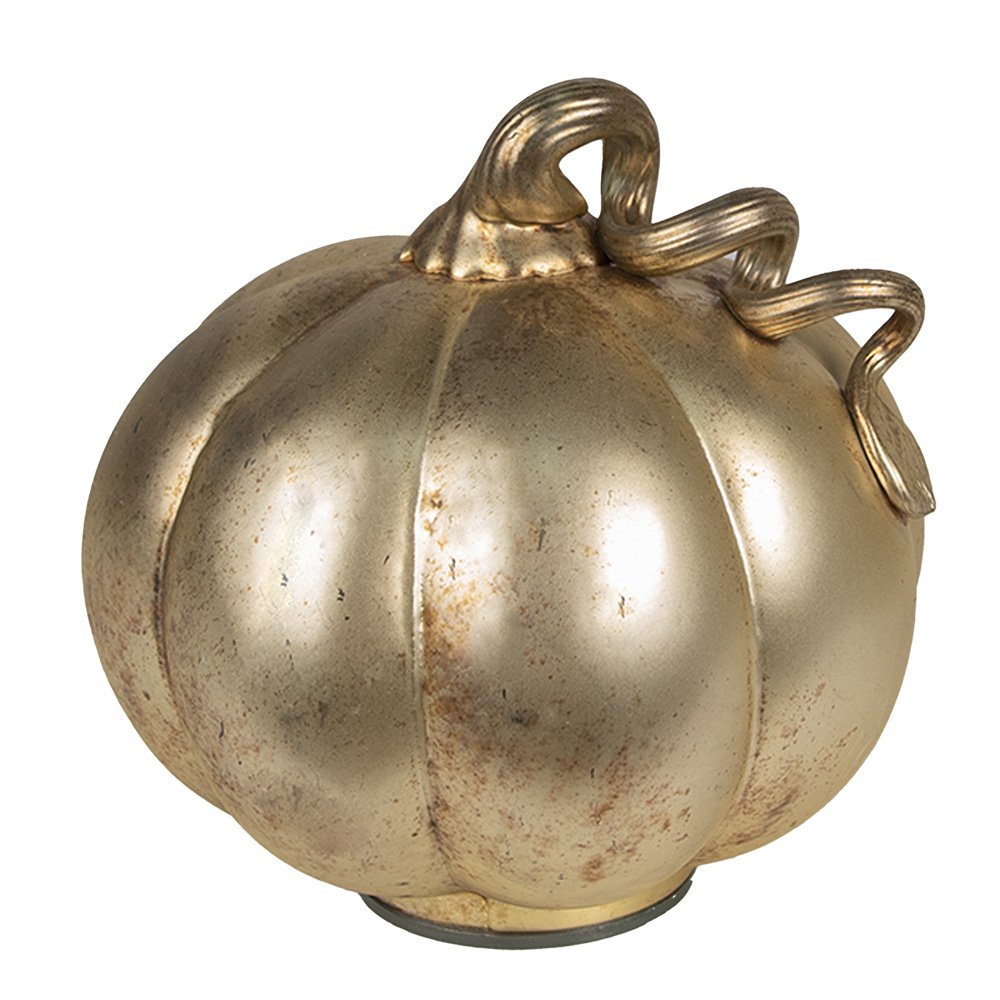Decoratie pompoen Ø 15 cm goudkleurig glas
