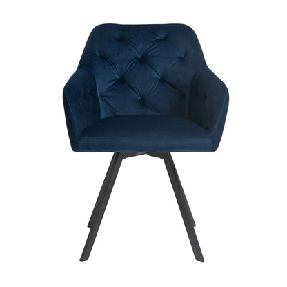 Fauteuil draaibaar blauw fluweel 61x62x85 cm