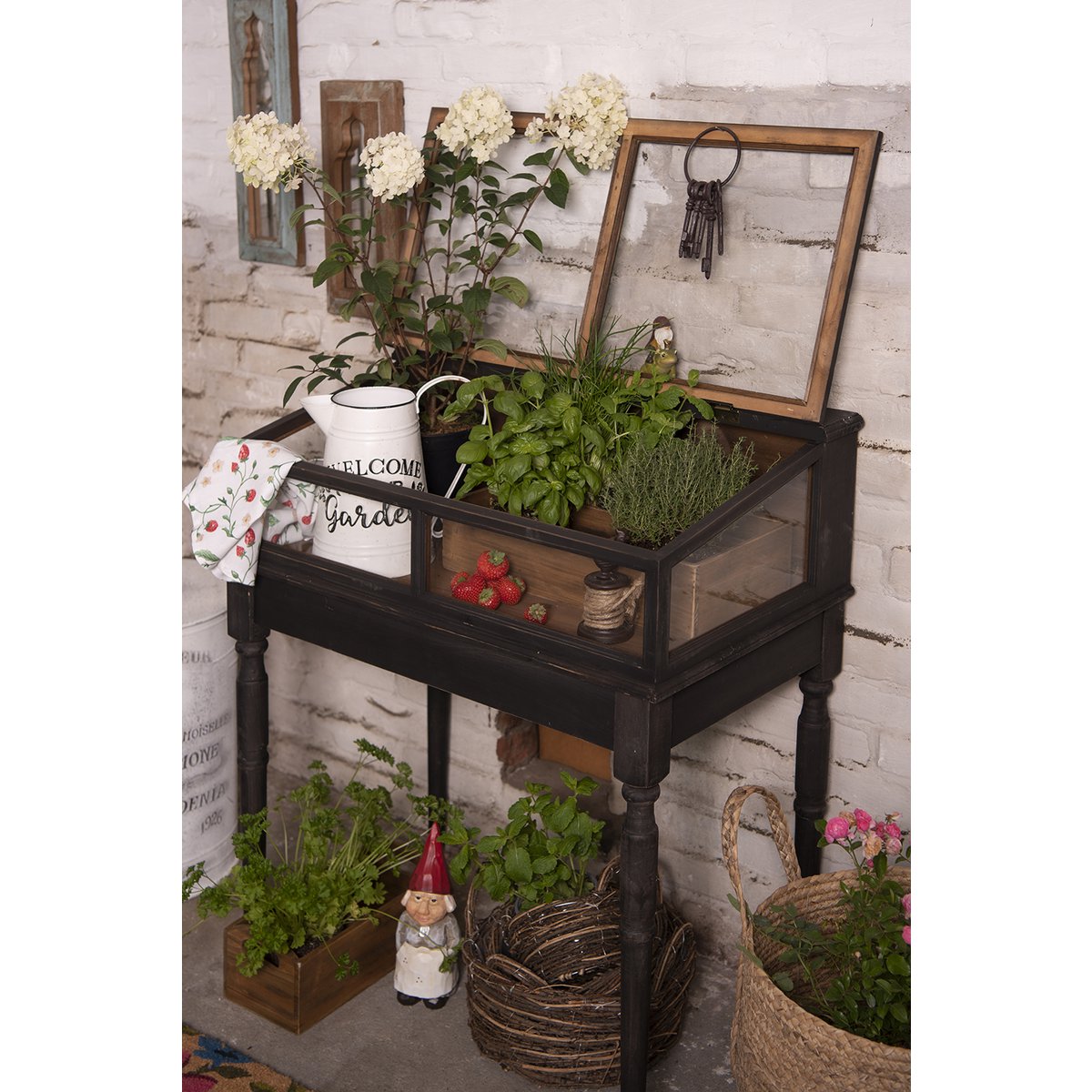 Opbergmand set van 4 bruin stro