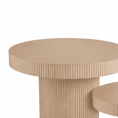 Bijzettafel set van 3 rond ijzer lichtbruin