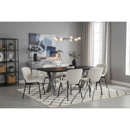 Eettafel 240x100 cm massief mangohout zwart X-frame antiek zilver