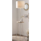 Vloerlamp met houten dienblad 152 cm wit