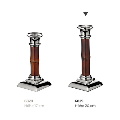 Kandelaar bamboe staal 20 cm zilver