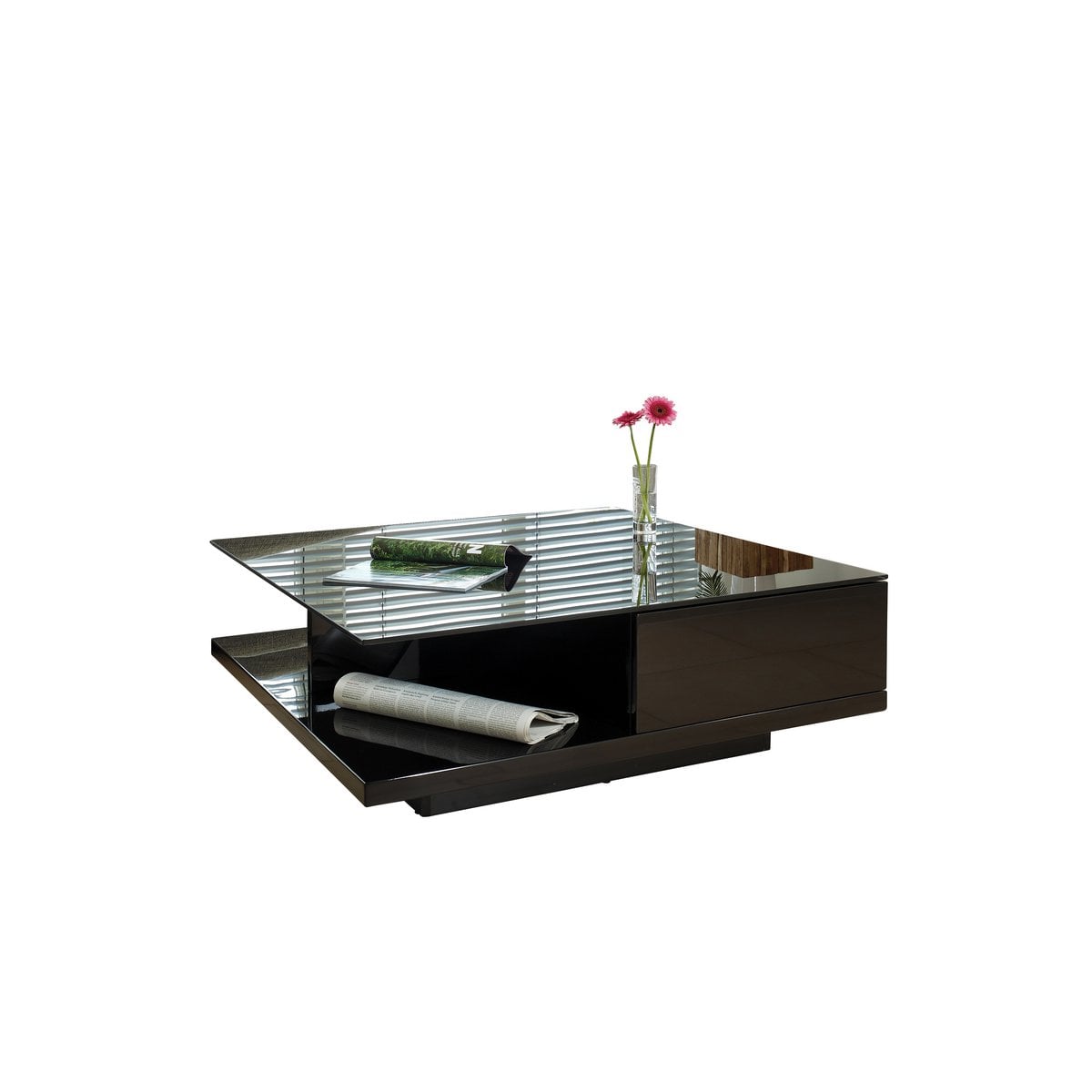 Salontafel 100x100x36 cm hoogglans zwart MDF glas
