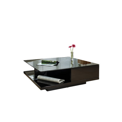 Salontafel 100x100x36 cm hoogglans zwart MDF glas