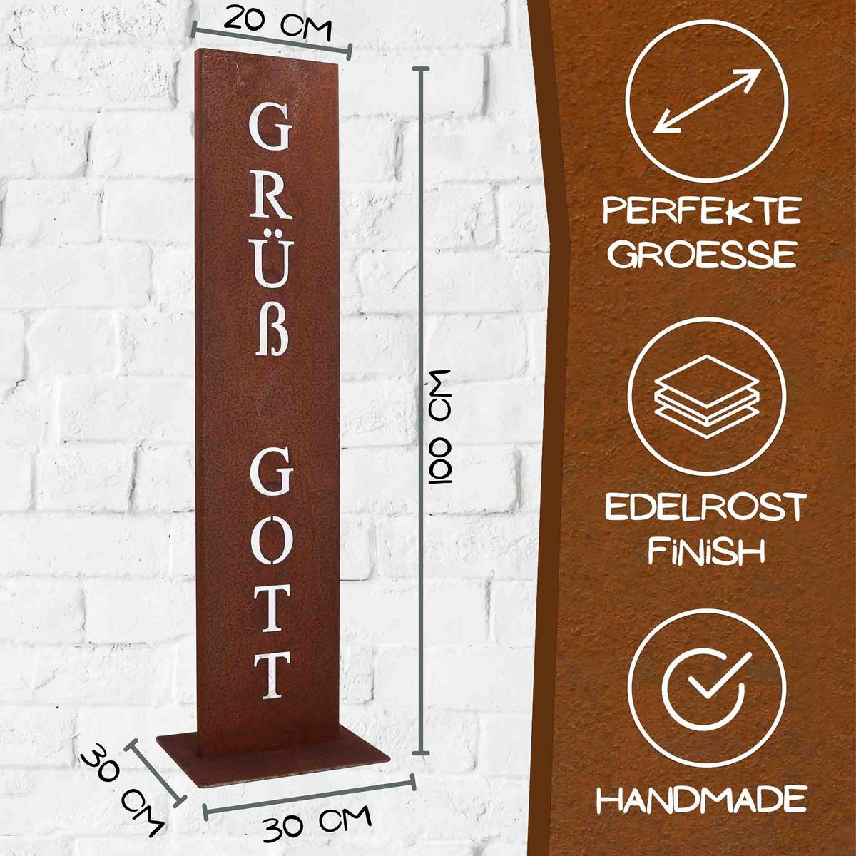 Roestbord Grüß Gott 71 cm metaal