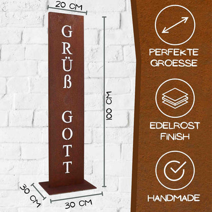 Roestbord Grüß Gott 71 cm metaal