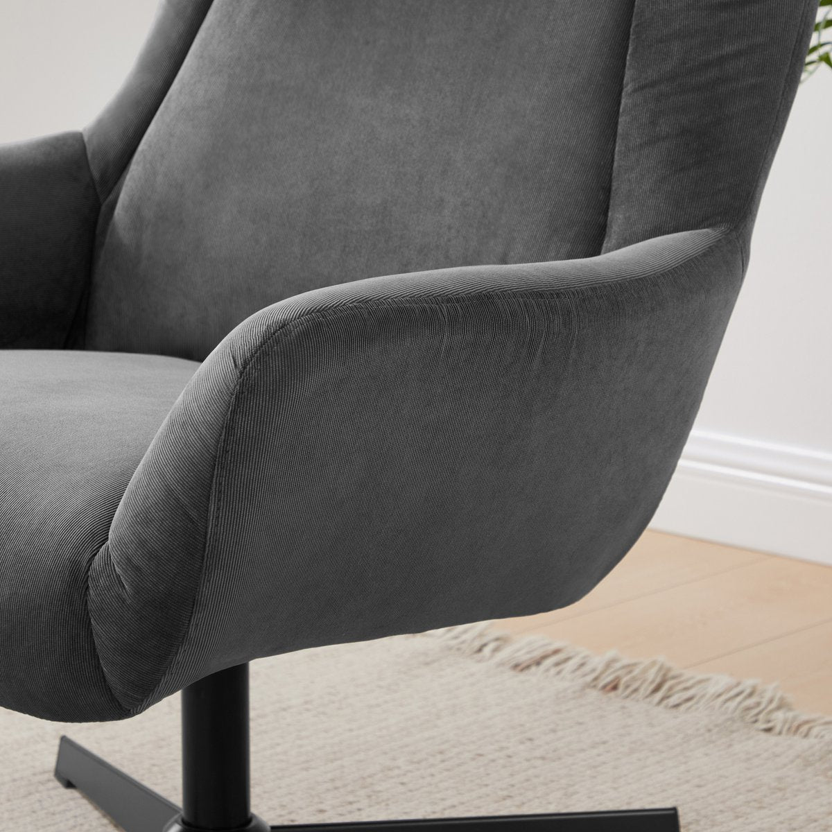 Fauteuil met kruk koordoptiek grijs