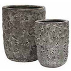 Plantenpot set aardewerk beton Ø36/26 x H45/35 cm