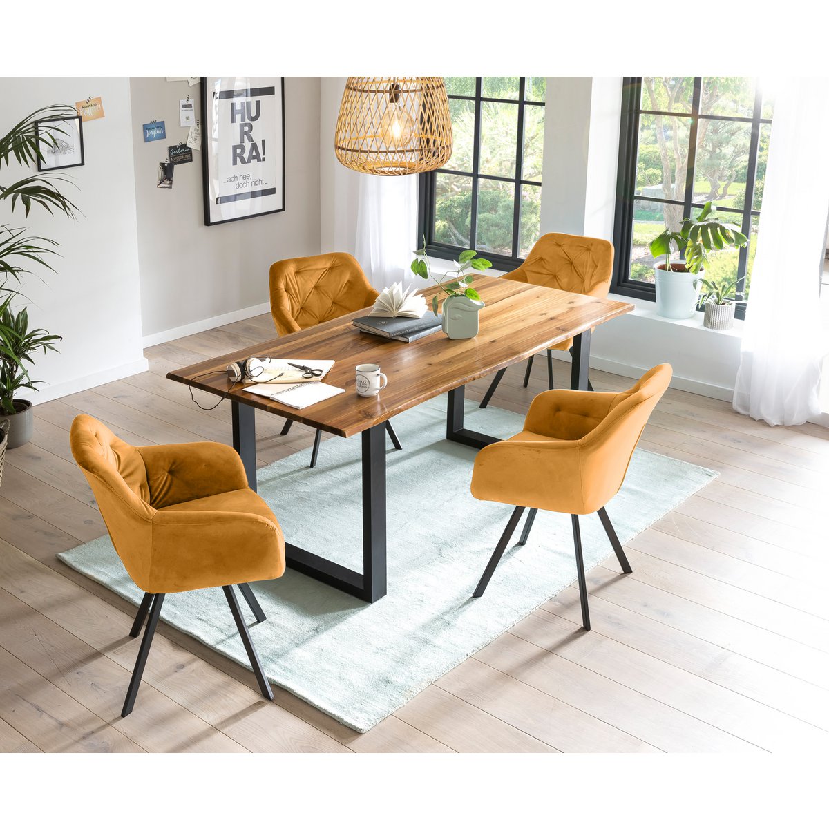 Eetgroep 5 stuks massief acaciahout 160x85 cm