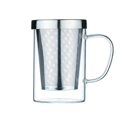 Mok 400ml glas met deksel en filter