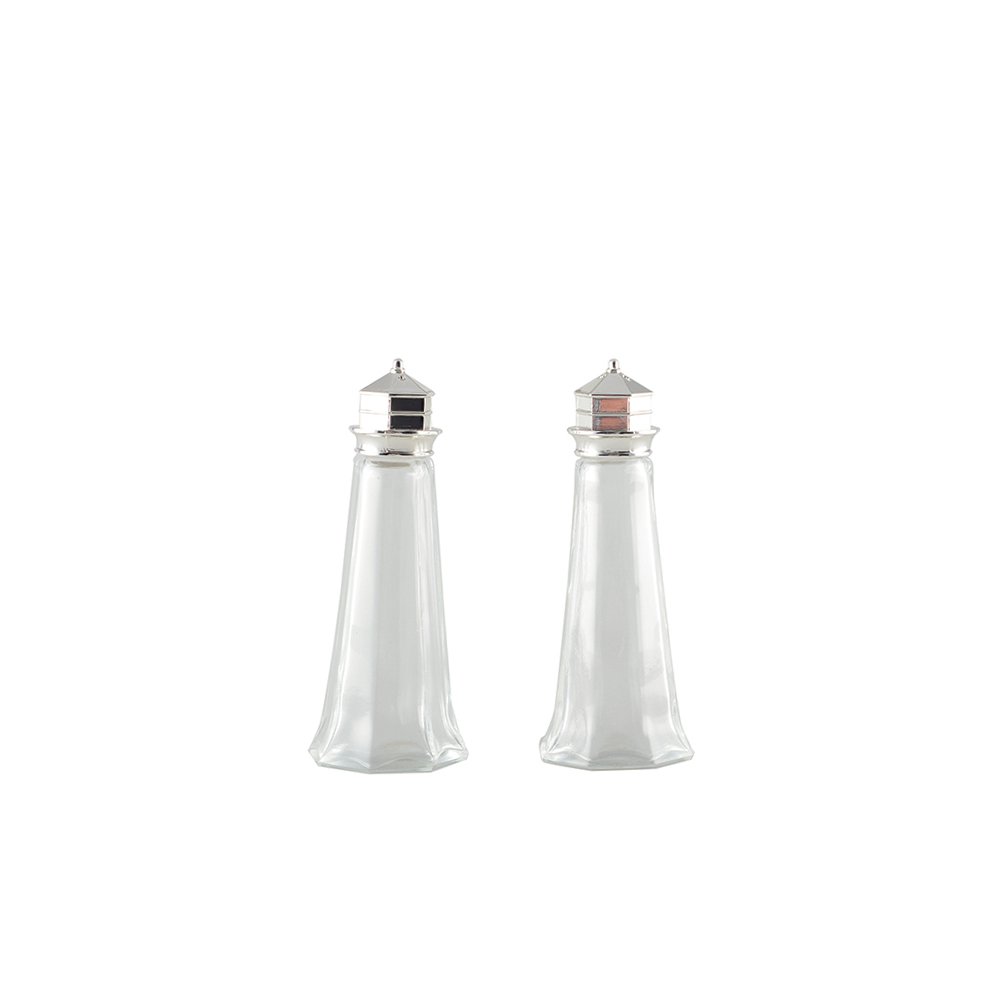 Silver salt and pepper 4.6x4.6x11.5 cm