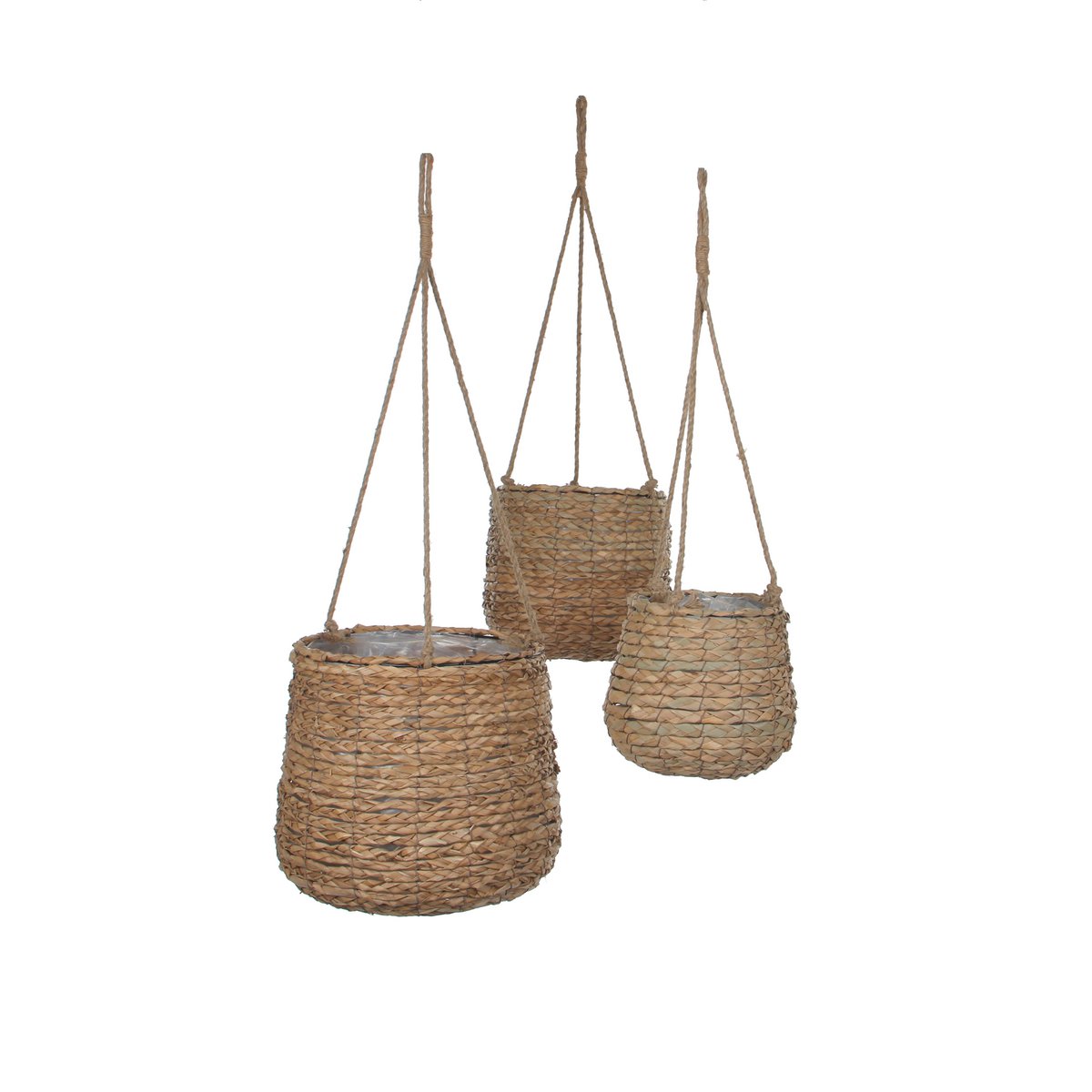 Hangpot zeegras lichtbruin set van 3