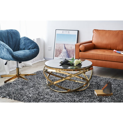 Salontafel Ø 80 cm goud grijs