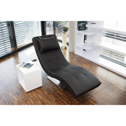 Ligbed zwart kunstleer 60x60x82 cm