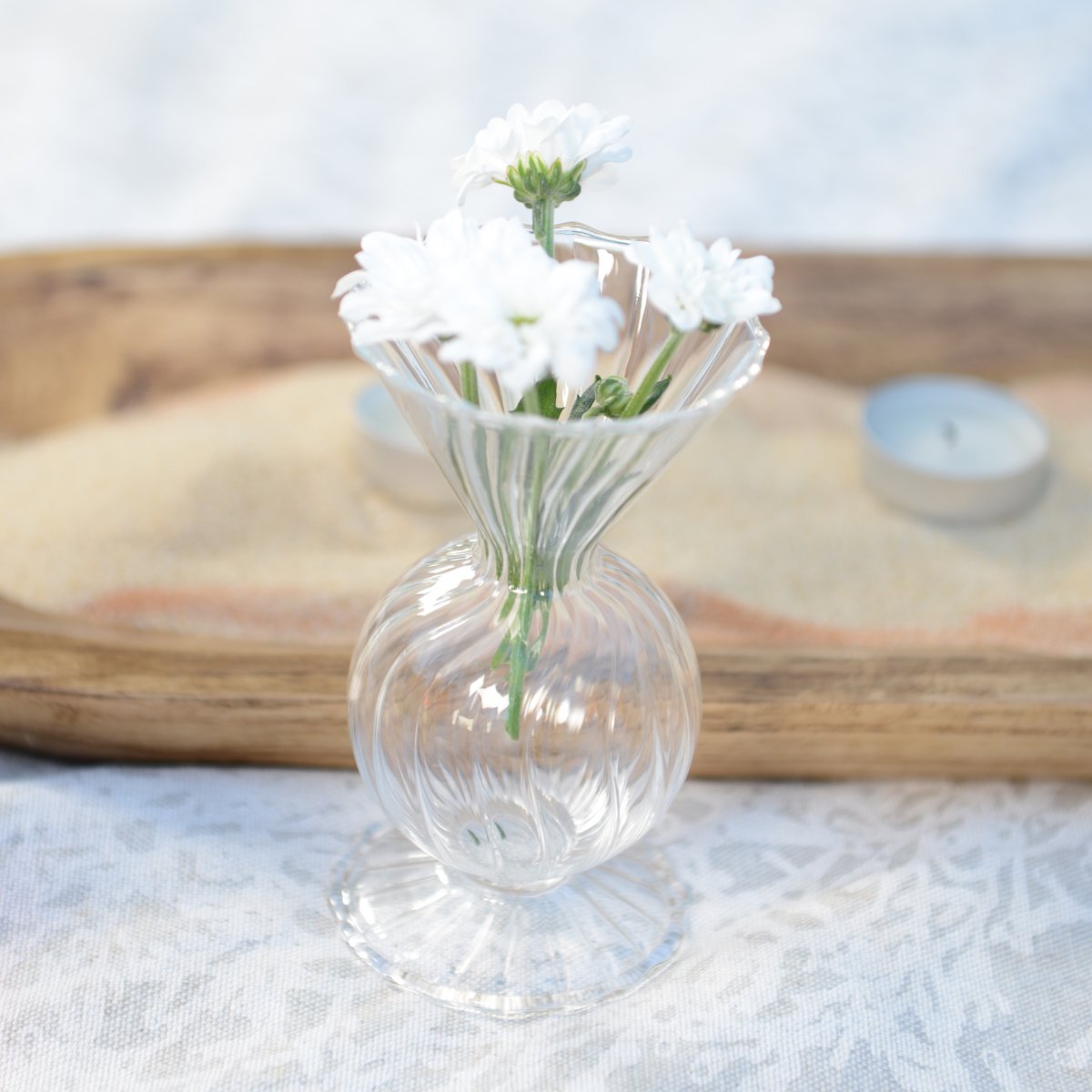 SOLIFLORE VASE IN GLASS 6.3X6.3X12.6CM