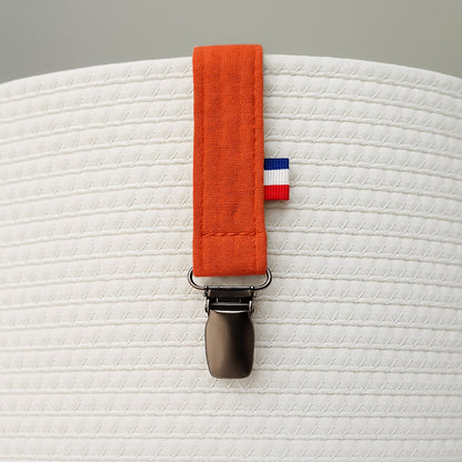 Organic Cotton Pacifier Clip Teddy Strawberry