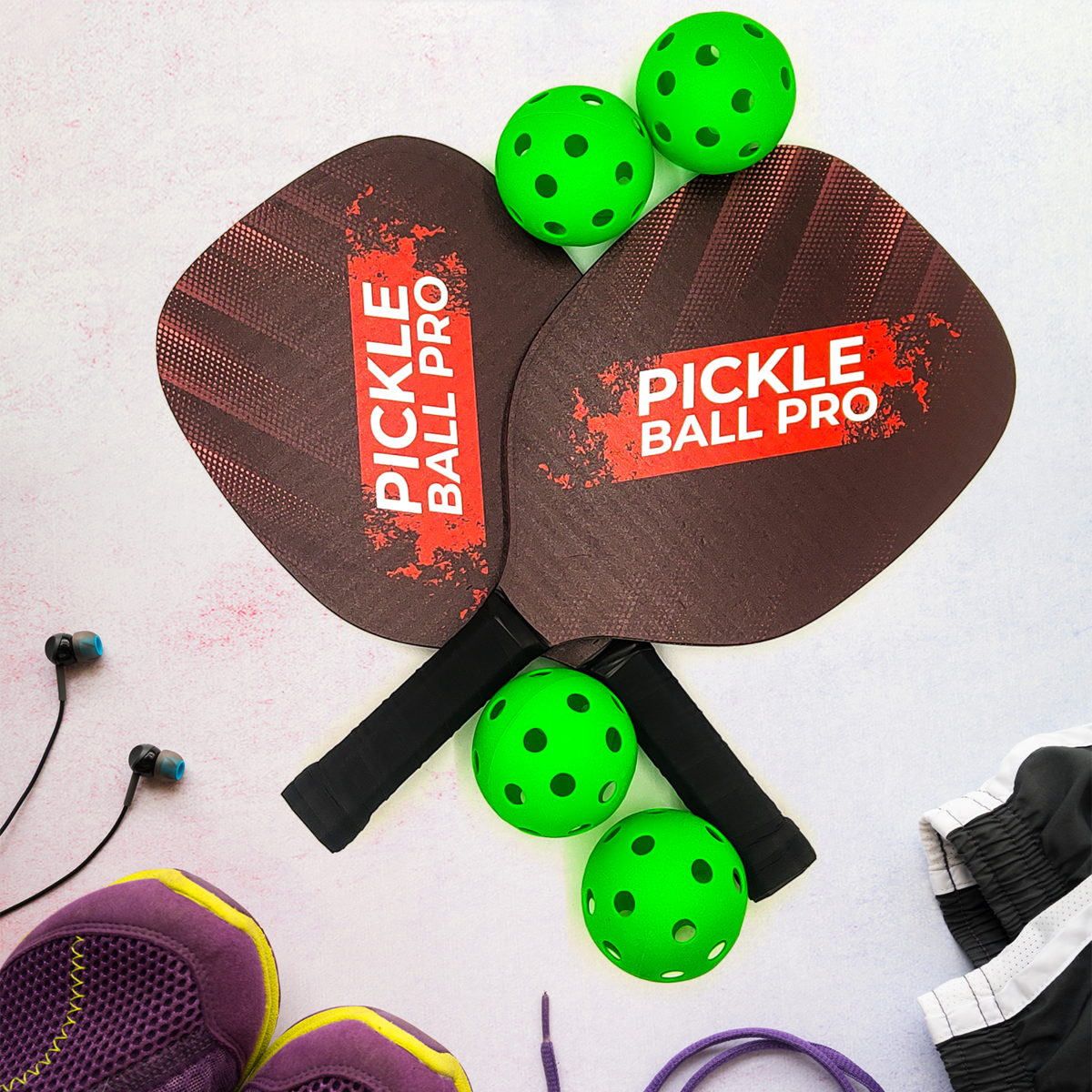 Pickleballset 2 rackets 4 ballen