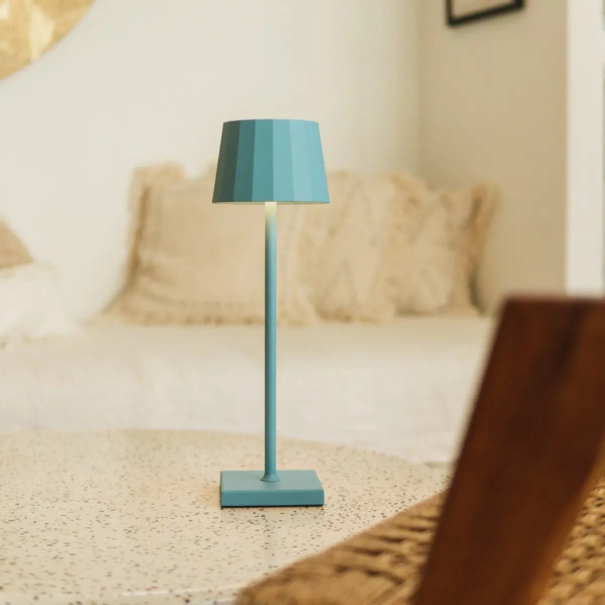 Tafellamp blauw oplaadbaar dimbaar 38 cm