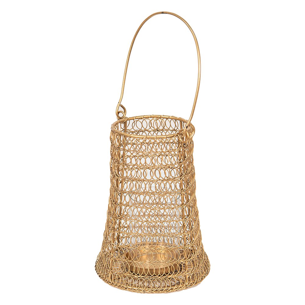 Windlicht Ø 15x21 cm goud rotan