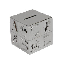 Spaarvarken ABC zilver metaal 7,5x7,5 cm