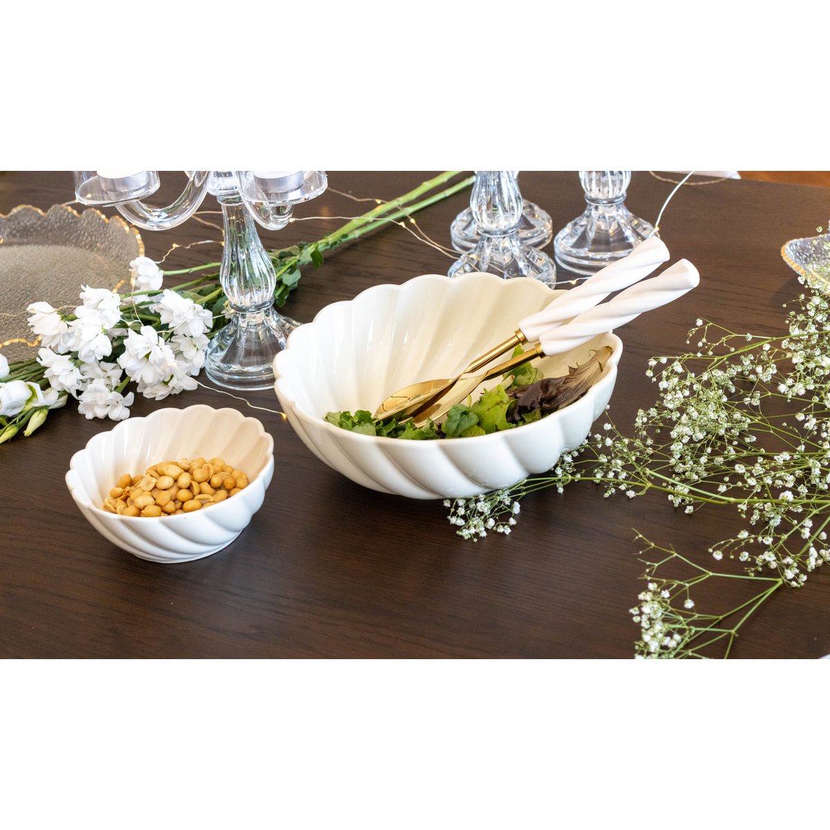Saladebestek 27 cm goud staal