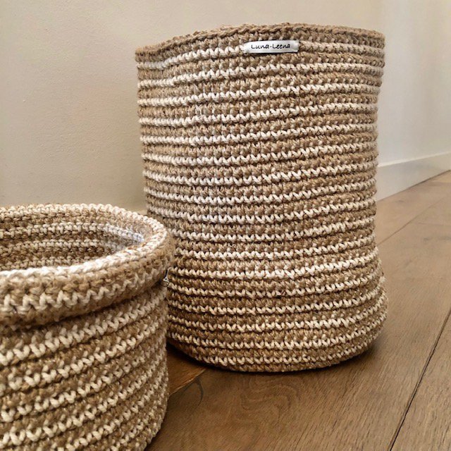 Mand jute katoen off white H30cm