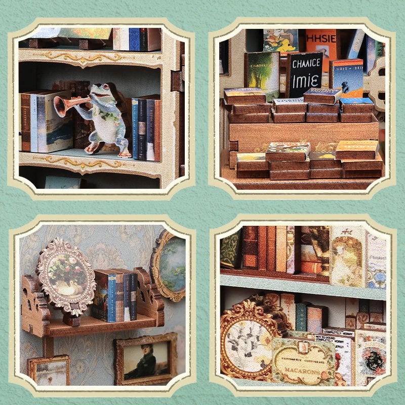 Boekenkast miniatuur 12,5x10,5x17 cm groen berkenhout