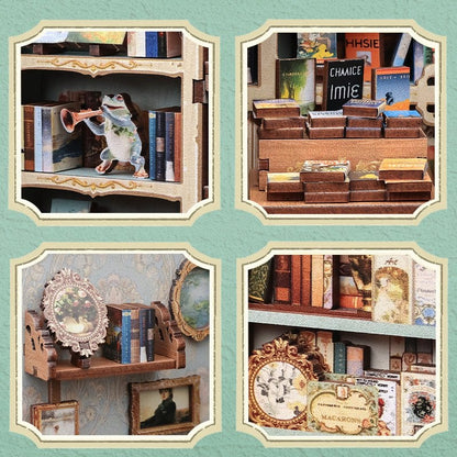 Boekenkast miniatuur 12,5x10,5x17 cm groen berkenhout