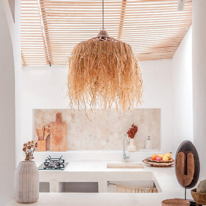 Hanglamp raffia met franjes M 40 cm