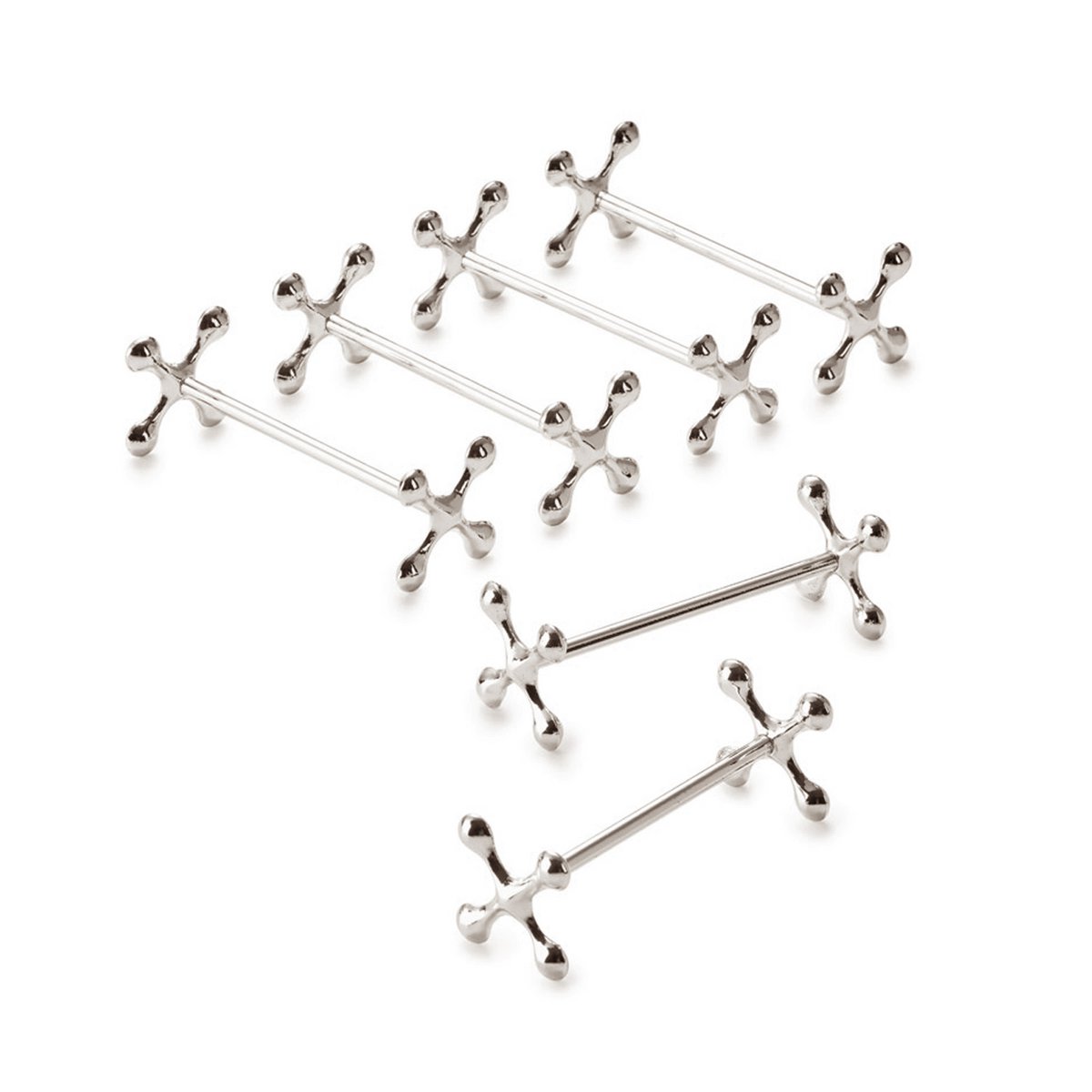 Messteun 6 stuks edel verzilverd 7 cm