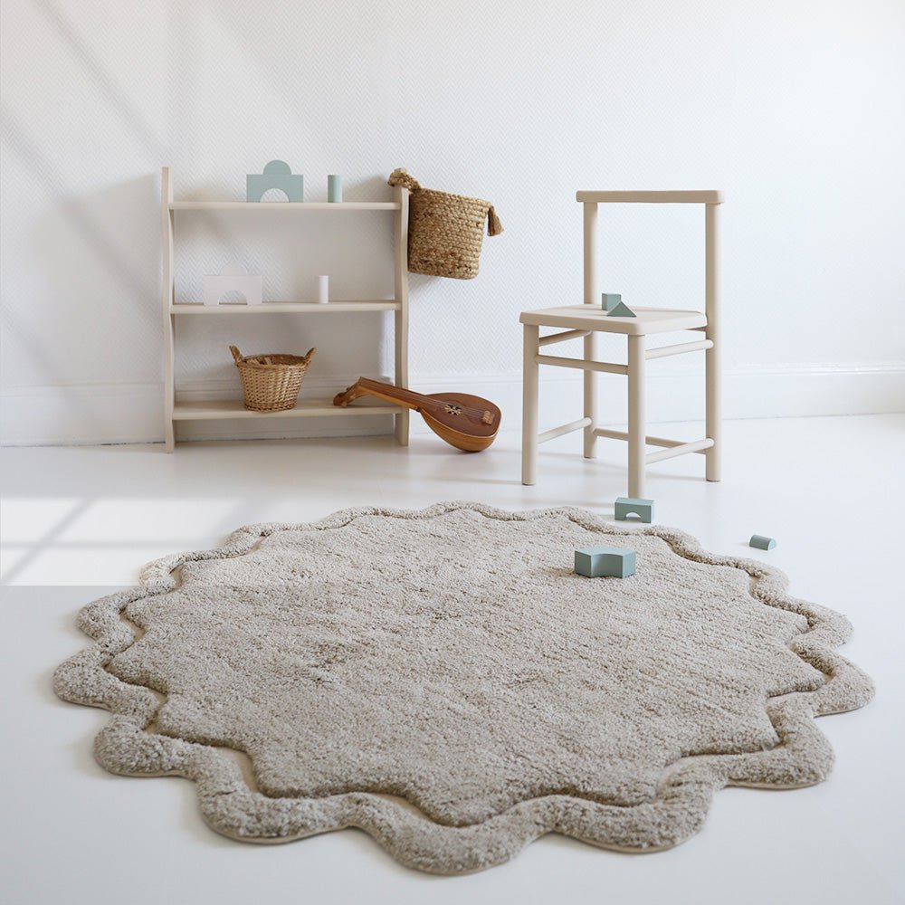 Kindervloerkleed rond 110 cm katoen wasbaar