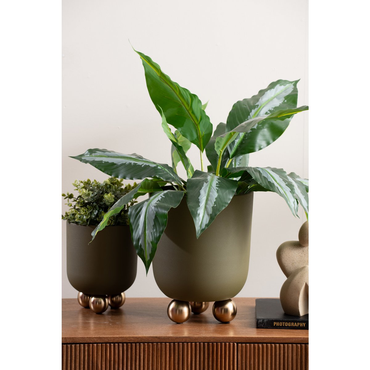 Plantpot 26x26x32 cm groen metaal