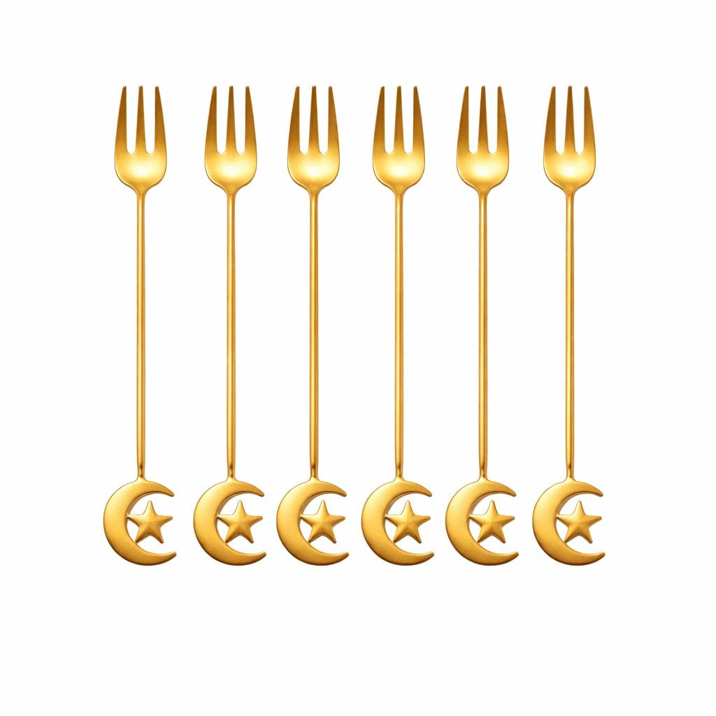 Dessertvorken goud 6 stuks 16 cm
